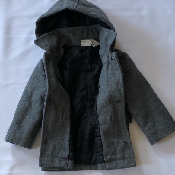 Koala Kids gray coat with removable hood snap button and toggle closure size 18M - Picture 4 of 5
